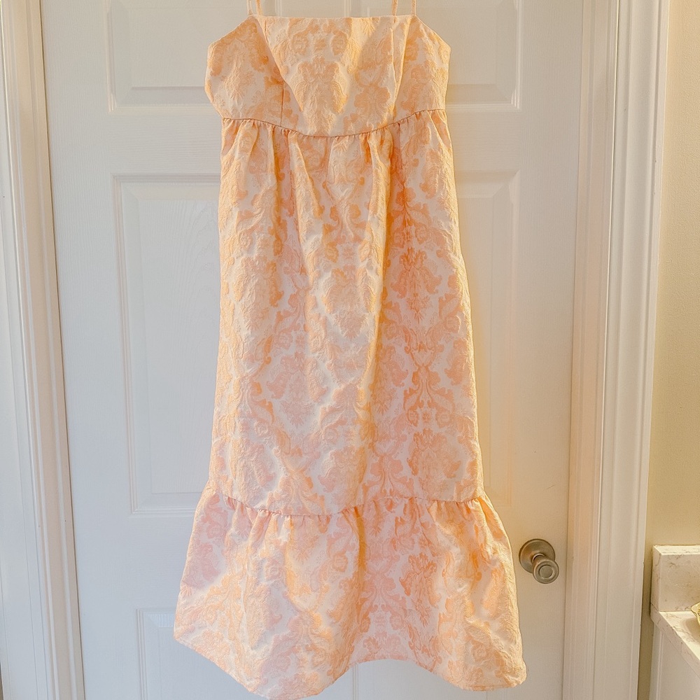 Pink Jacquard Midi Dress View 2
